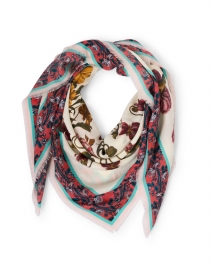 Phillipa Pink Multi Floral Printed Wool and Cashmere Scarf