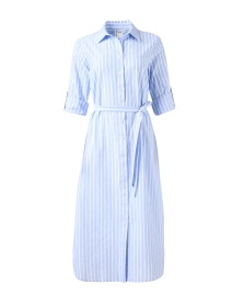 Alex Blue and White Striped Cotton Shirt Dress