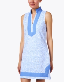 Front image thumbnail - Sail to Sable - Blue Print French Terry Tunic Dress