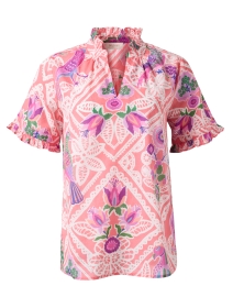 Product image thumbnail - Banjanan - Ebisu Pink Print Cotton Top