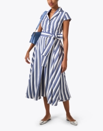Look image thumbnail - Loretta Caponi - Zoe Blue Striped Dress