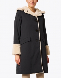 Front image thumbnail - Jane Post - Black Techno Pile Faux Fur Storm Coat