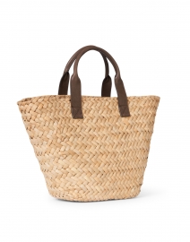 Front image thumbnail - Kayu - Preston Natural Woven Seagrass and Brown Leather Tote Bag
