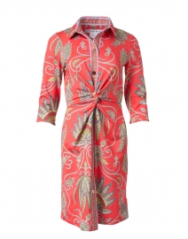 Red Plume Printed Twist Front Dress