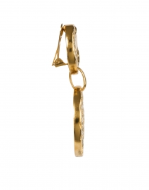 Ben-Amun - Gold Textured Disc Drop Clip-On Earrings