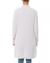 Back image thumbnail - Cortland Park - Sophie Light Grey Cable Knit Cashmere Cardigan
