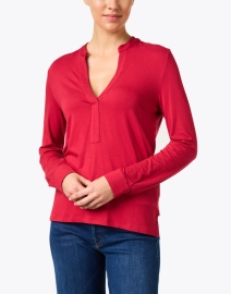 Front image thumbnail - Majestic Filatures - Pink Soft Touch Henley Top