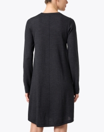 Back image thumbnail - Repeat Cashmere - Dark Grey Wool Swing Dress