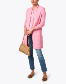 Look image thumbnail - Cortland Park - Sophie Pink Cable Knit Cashmere Cardigan