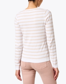 Back image thumbnail - Kinross - White and Beige Striped Cotton Cashmere Sweater