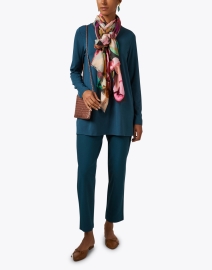 Look image thumbnail - Eileen Fisher -  Teal Stretch Slim Ankle Pant