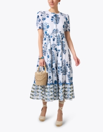Look image thumbnail - Ro's Garden - Daphne White and Blue Floral Dress