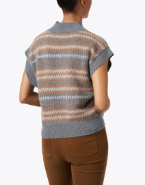 Back image thumbnail - Repeat Cashmere - Grey Multi Chevron Intarsia Sweater
