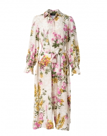 Arturo White Floral Print Silk Dress