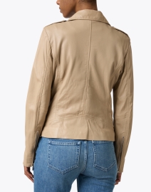 Back image thumbnail - Repeat Cashmere - Beige Leather Moto Jacket