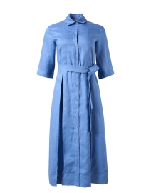 Nocino Blue Linen Shirt Dress