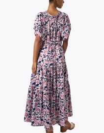 Back image thumbnail - Apiece Apart - Uva Navy and Pink Print Cotton Dress