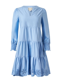 Blue Embroidered Cotton Dress