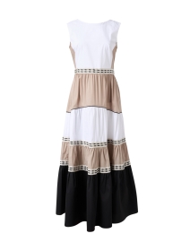 Product image thumbnail - Purotatto - White Black and Beige Cotton Dress