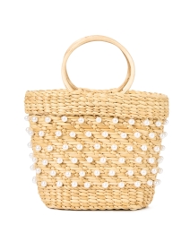 Product image thumbnail - Poolside - Mak Tan Pearl Woven Handbag