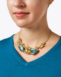 Look image thumbnail - Alexis Bittar - Mosaic Teal Blue Lucite Necklace