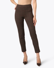 Front image thumbnail - Avenue Montaigne - Pars Brown Check Stretch Pull On Pant