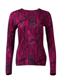 Purple Paisley Print Cashmere Silk Sweater