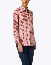 Front image thumbnail - Piazza Sempione - Beige and Red Print Cotton Poplin Shirt