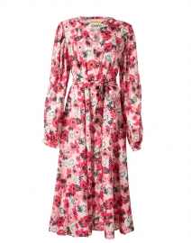 Donna Pink and White Floral Silk Dress