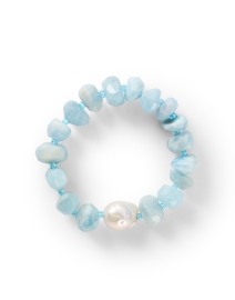 Product image thumbnail - Nest - Aquamarine and Baroque Pearl Stretch Bracelet