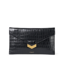 London Black Embossed Leather Clutch