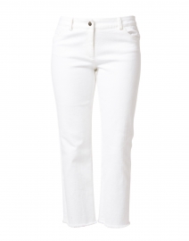 White Stretch Cotton Five Pocket Crop Jean