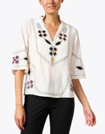 Front image thumbnail - Figue - Lina White Embroidered Top