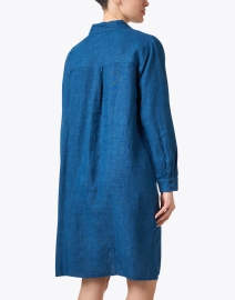 Back image thumbnail - Eileen Fisher - Blue Linen Shirt Dress