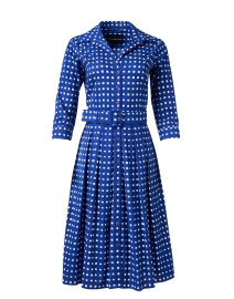 Audrey Blue Check Print Stretch Cotton Dress
