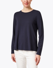 Front image thumbnail - Eileen Fisher - Navy Stretch Jersey Top