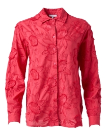 Margot Coral Embroidered Floral Cotton Blouse