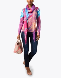 Look image thumbnail - Pashma - Pink and Purple Paisley Print Cashmere Silk Sweater
