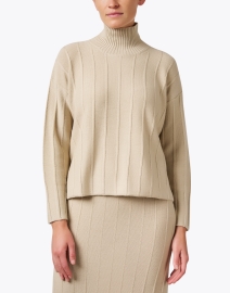 Front image thumbnail - Max Mara Leisure - Beira Beige Ribbed Sweater