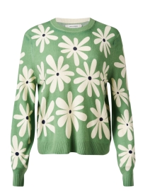 Green Daisy Intarsia Wool Cashmere Sweater