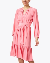 Front image thumbnail - Soler - Pauline Pink Silk Midi Dress