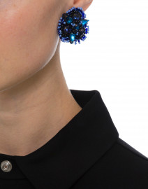 Anastasia Blue Beaded Clip Earrings