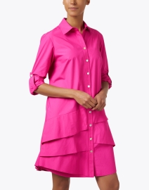Front image thumbnail - Finley - Jenna Pink Cotton Tiered Shirt Dress