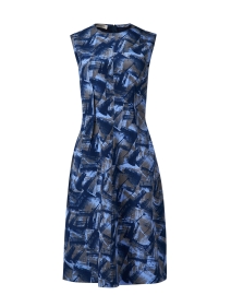 Blue Abstract Print Silk Dress