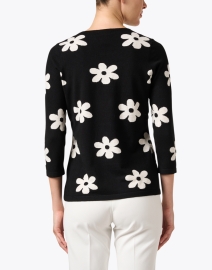 Back image thumbnail - J'Envie - Black Floral Intarsia Sweater