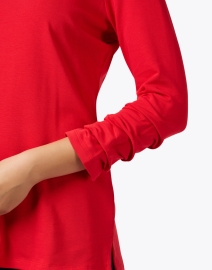 Extra_1 image thumbnail - E.L.I. - Red Pima Cotton Ruched Sleeve Tee