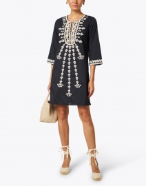 Look image thumbnail - Figue - Sophie Black Embroidered Stretch Cotton Dress