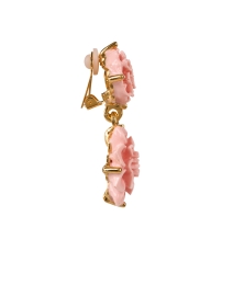 Back image thumbnail - Kenneth Jay Lane - Pink Flower Clip Drop Earrings