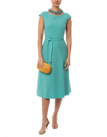 Opunzia Turquoise Belted Cotton Dress