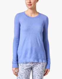 Front image thumbnail - Cortland Park - Blue Cashmere Fringe Sweater